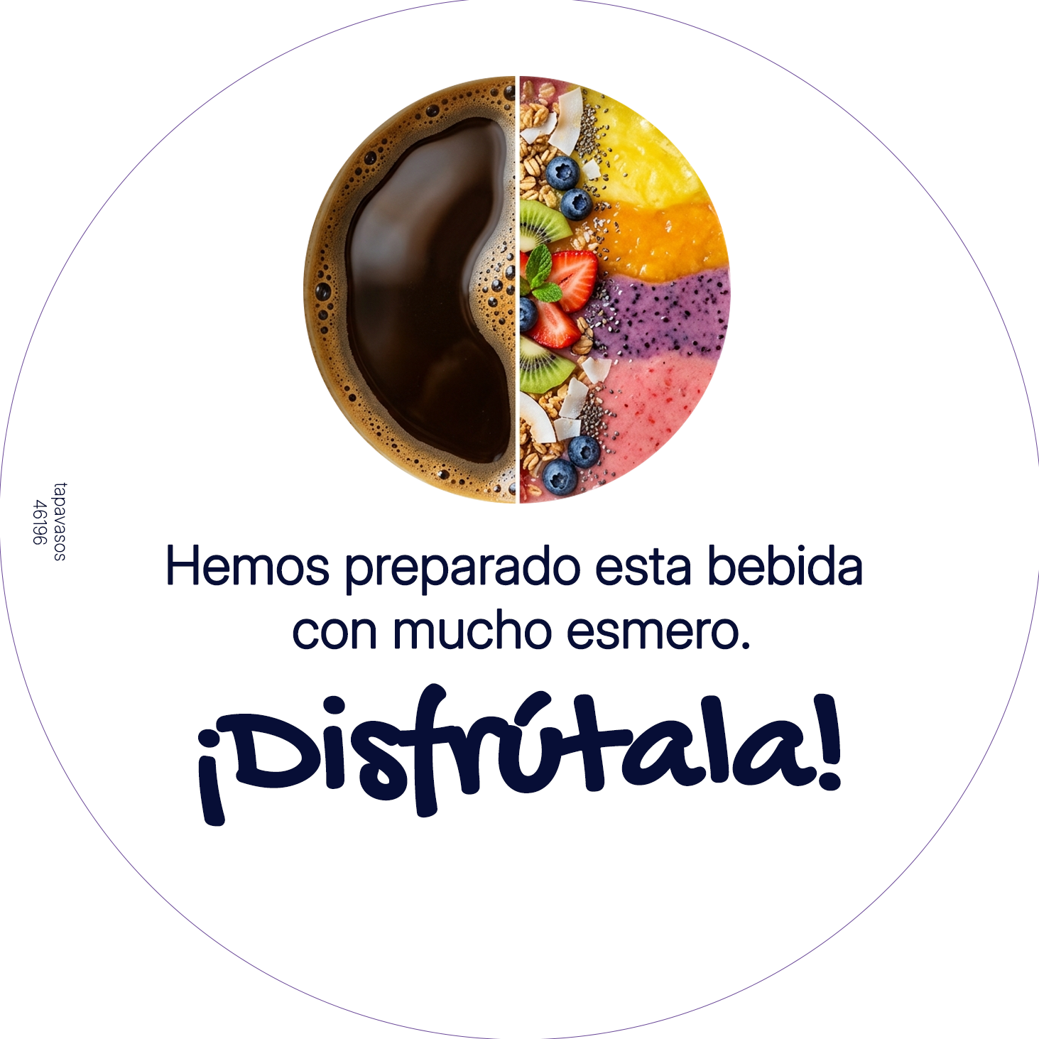 Tapa delivery neutra blanca con mensaje ¡Disfrútala!