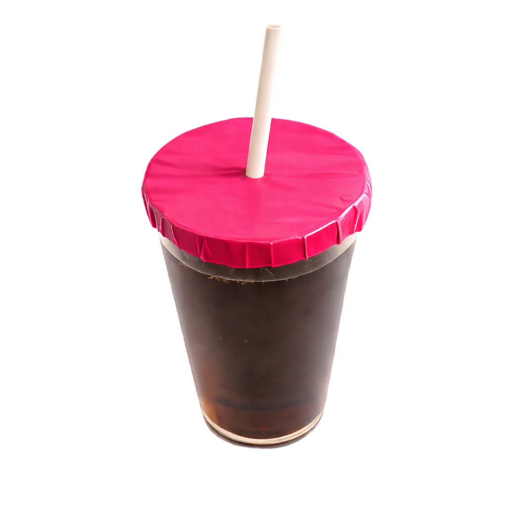 Vaso con tapavasos rojo