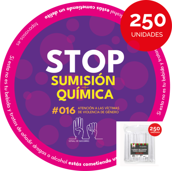 Pack de 250 tapavasos adhesivos contra la sumisión química