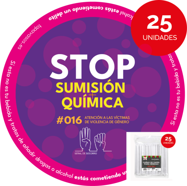 Pack de 25 tapavasos adhesivos contra la sumisión química