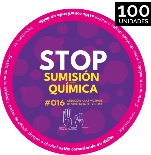Pack de 100 tapavasos adhesivos contra la sumisión química