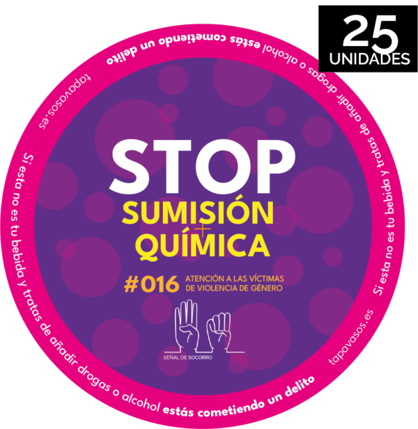 Pack de 25 tapavasos adhesivos contra la sumisión química